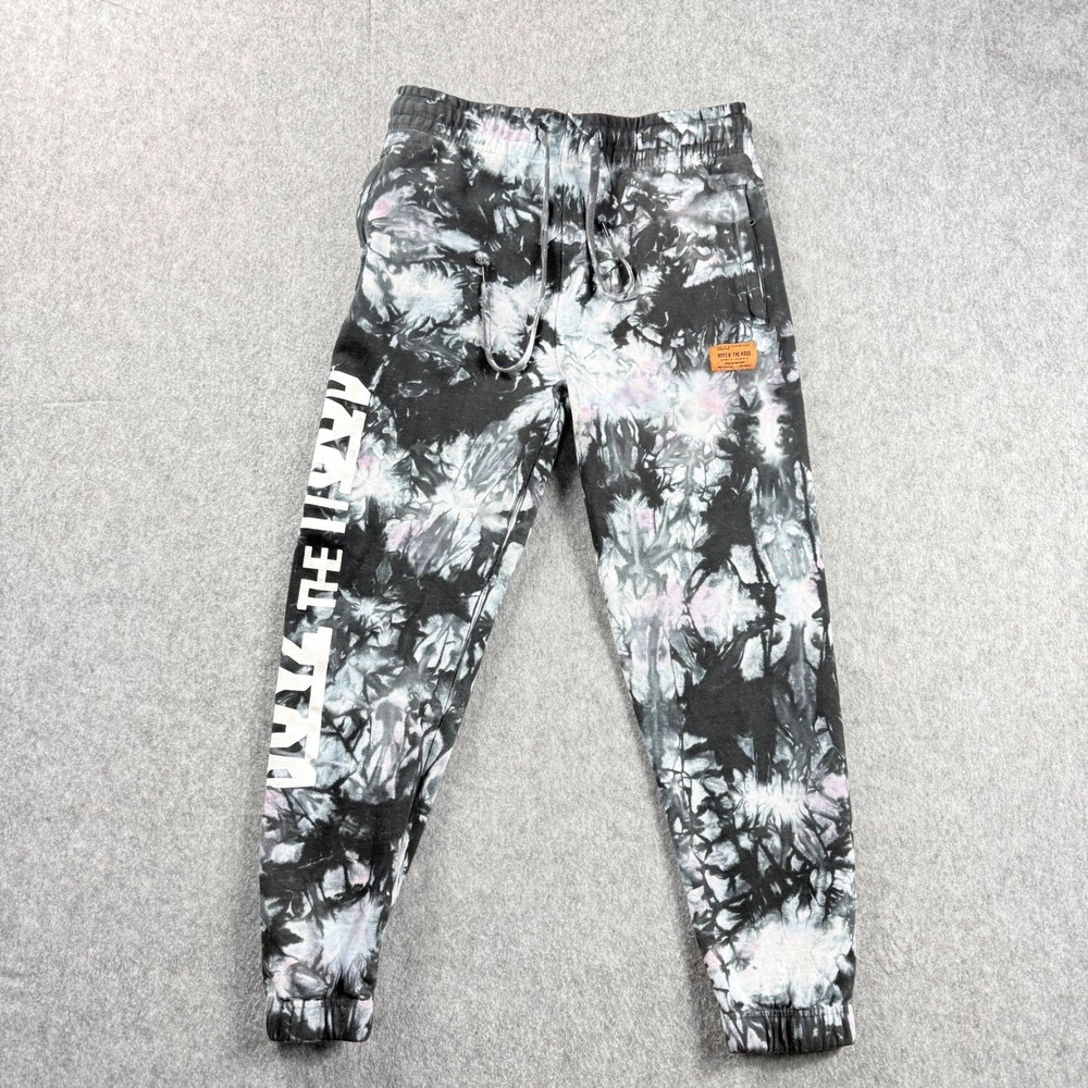 Boyz N The‎ Hood Mens Medium Tie Dye Graphic Jogger Sweatpants Black White